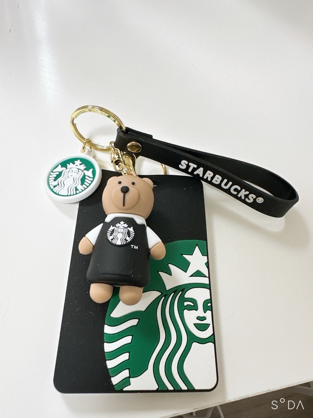 Starbucks Korea Bear Barista Keychain Luggage Tag ID Holder Kawaii Rare
